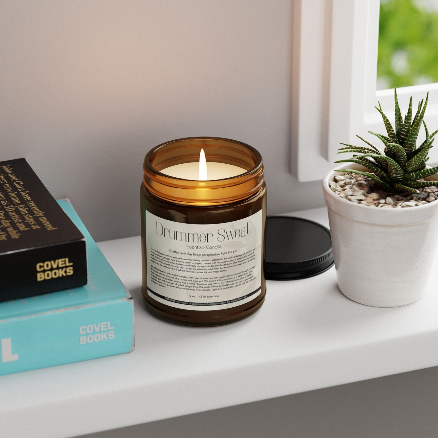 Funny Drummer Sweat Scented Candle, Relaxing Home Decor, Amber Jar Candle