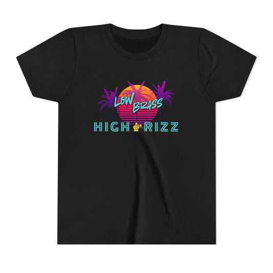 YOUTH Low Brass High Rizz Trombone T-Shirt, Retro Graphic Tee, Gift for Kids