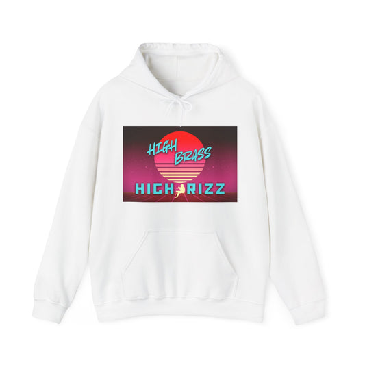 High Brass High Rizz Trumpet Hoodie, Retro Vibe Unisex Hoodie, Cozy Streetwear Sweatshirt, 80s Aesthetic Apparel, Perfect for Music Lovers, Gift for Him/Her