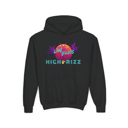 YOUTH Low Brass High Rizz Trombone T-Shirt, Retro Sunrise Hoodie, Vintage Graphic Sweatshirt, Summer Vibes Pullover, Gift for Teens, Beach Sunrise Apparel